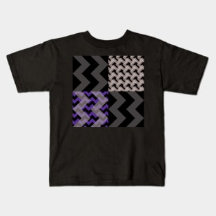 'Ziggy' - in Purple, Lilac and shades of Grey on a Black and Charcoal Grey base Kids T-Shirt